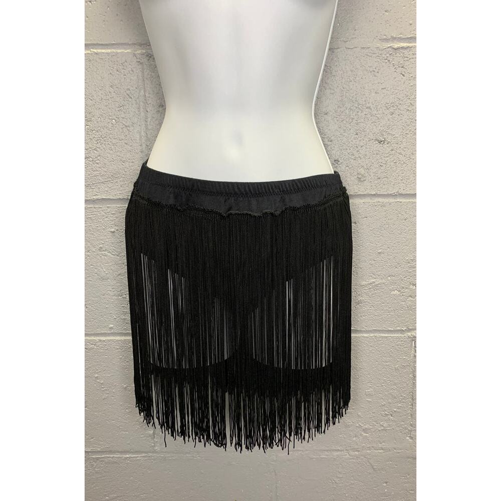Vintage Curtain Call Black Costume Spandex Fringe Briefs XS Girls XL